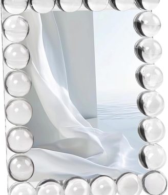 5x7 Clear Bubble Crystal Picture Frame,with 24 Clear Balls,Crystal Standing Photo Frame,Exquisite Desk Craft,Vertical Display,for Office and Home