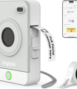 Joysea Bluetooth Label Maker Machine with Tape, OP1 Thermal Sticker Printer for Home Kitchen, Portable Mini Label Makers for Office Organization, Gray